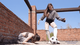 Licking Girls Feet - ALISA and NICOLE - Would you like to play football with us