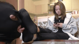 Licking Girls Feet - ELENA - Let me relax after university - Foot and socks worship